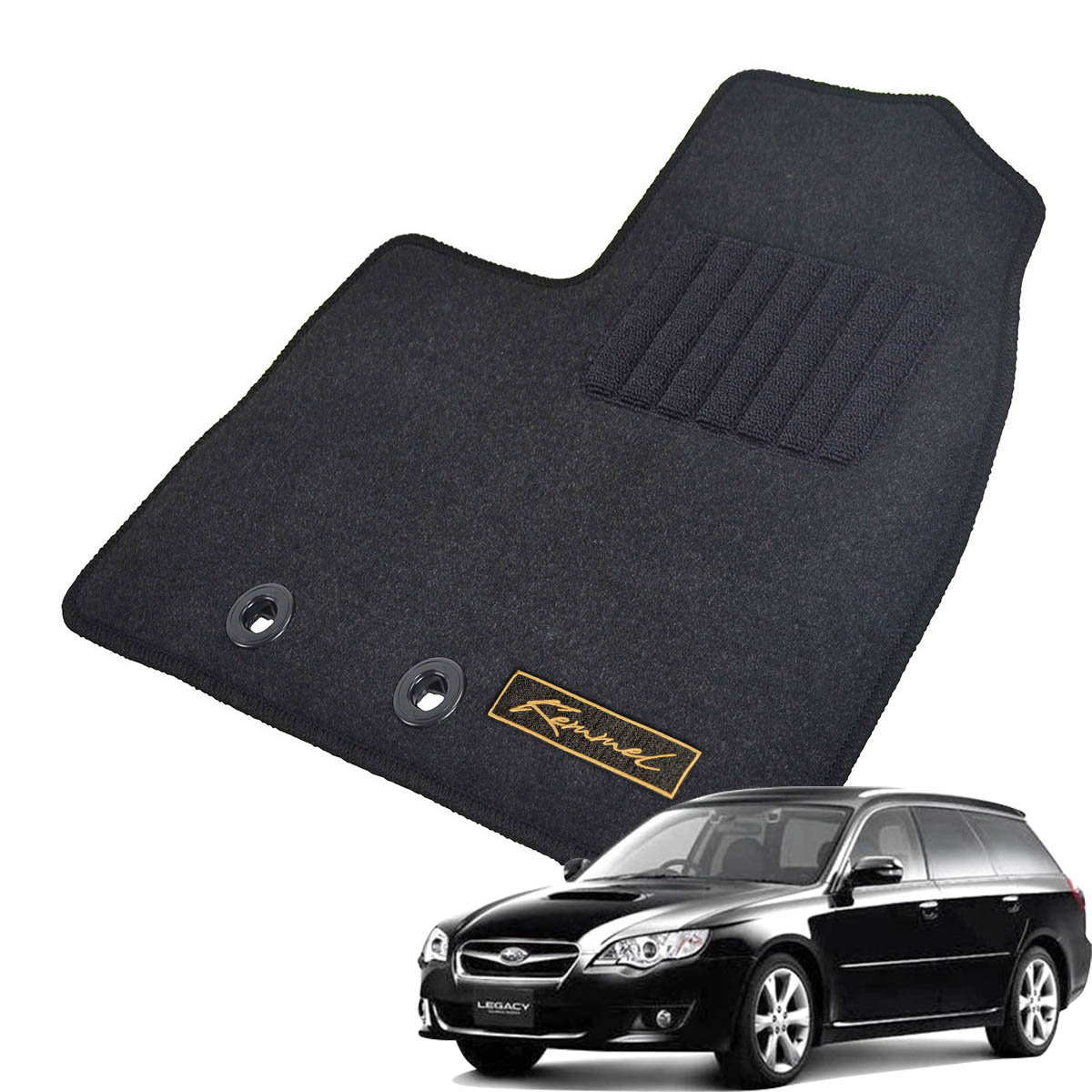 Kemmel スバル レガシィ BL BP5 BP9 H15/5～H21/5 ワゴン含む ※パワーシート無車 用フロアマット [全席セット/ロゴ付] [GX/ブラック]