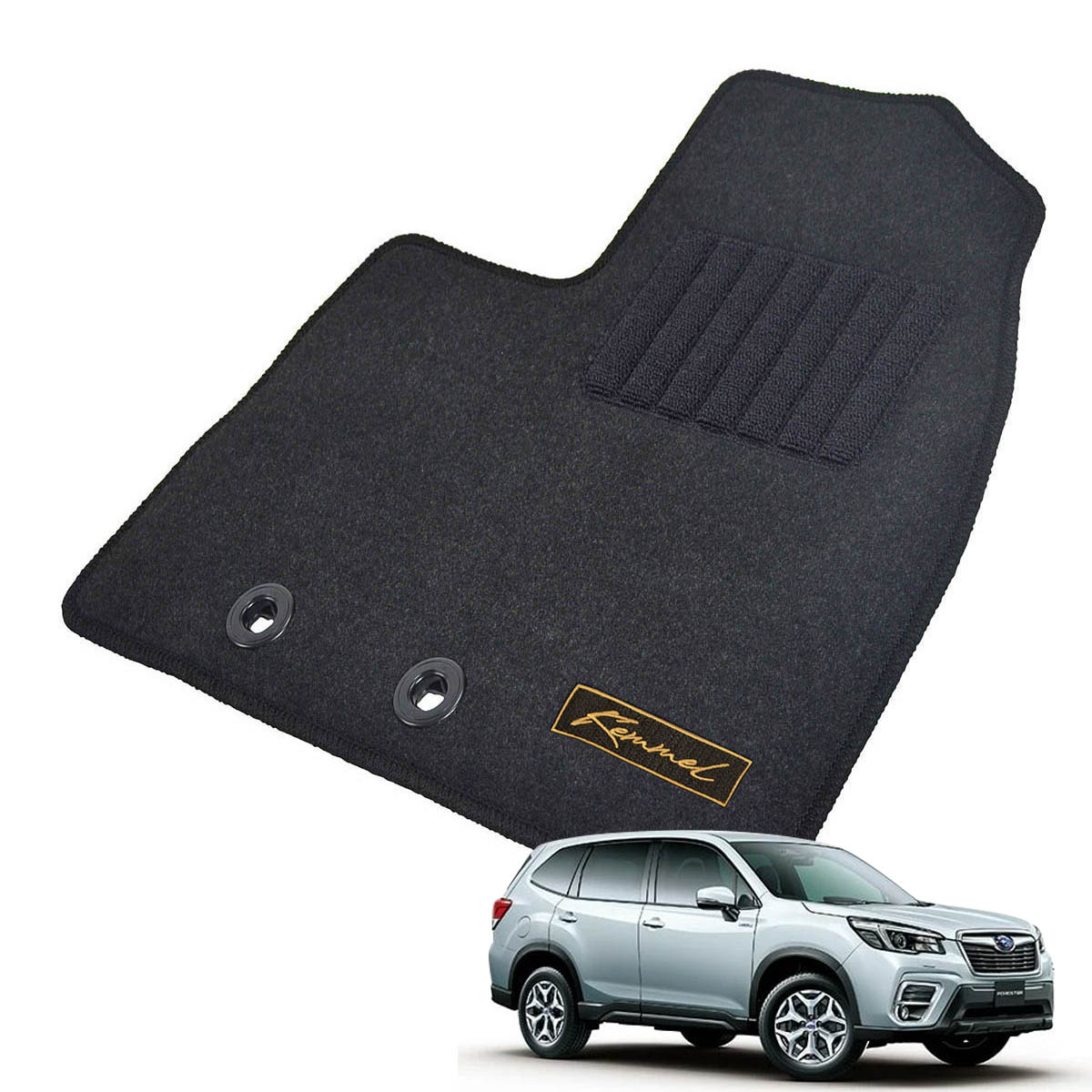 Kemmel スバル フォレスター SK系 H30/7～R7/4 4WD 運転席床部に留め具なし車（純正ヒネリタイプ固定用ストッパーが運転席床に付いていない車両） 用フロアマット [全席セット/ロゴ付] [GX/ブラック]