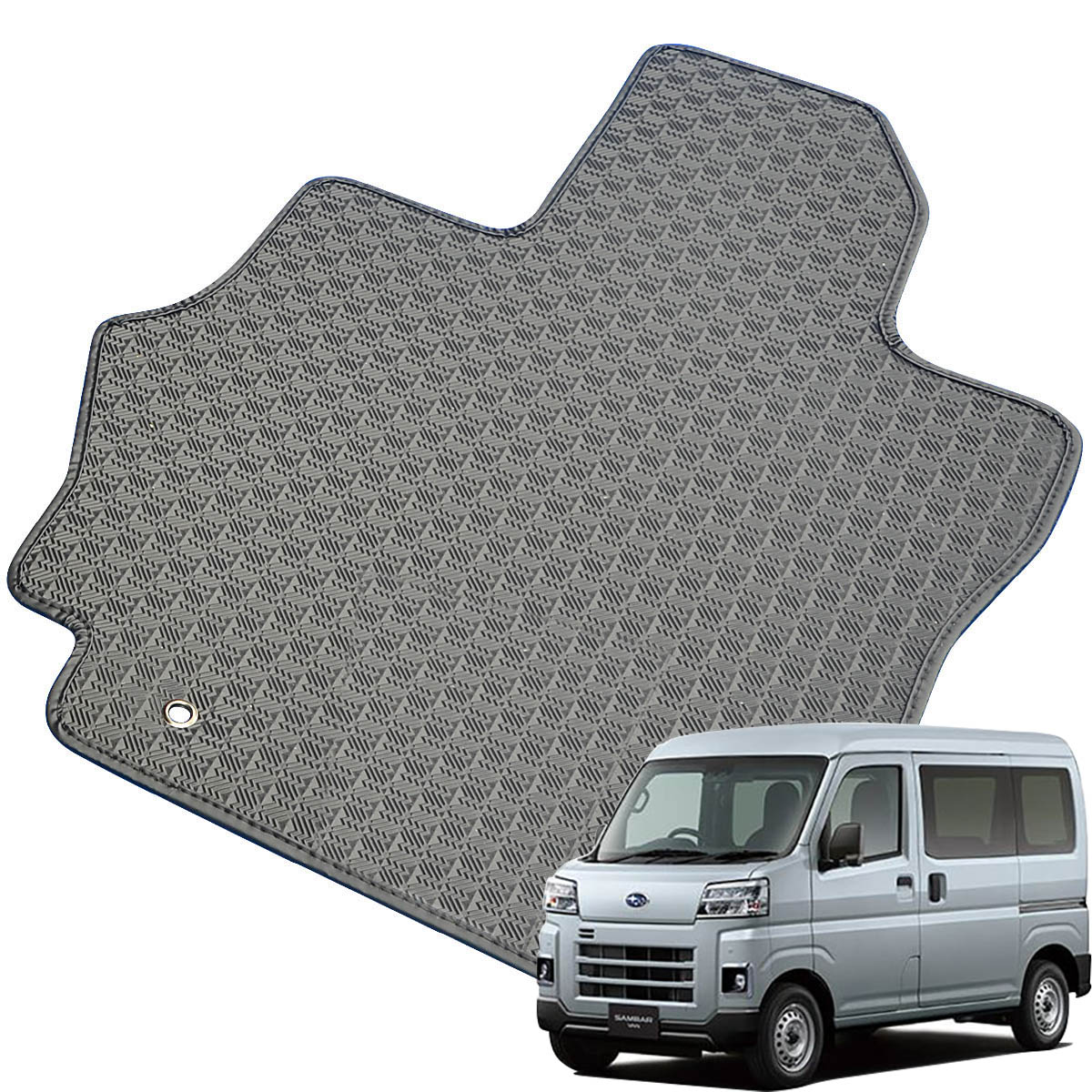 Kemmel スバル サンバーバン R4/1～用 フロアマット [縁の加工/テープ仕様] [全席セット] [刺繍ロゴ付] カーマット