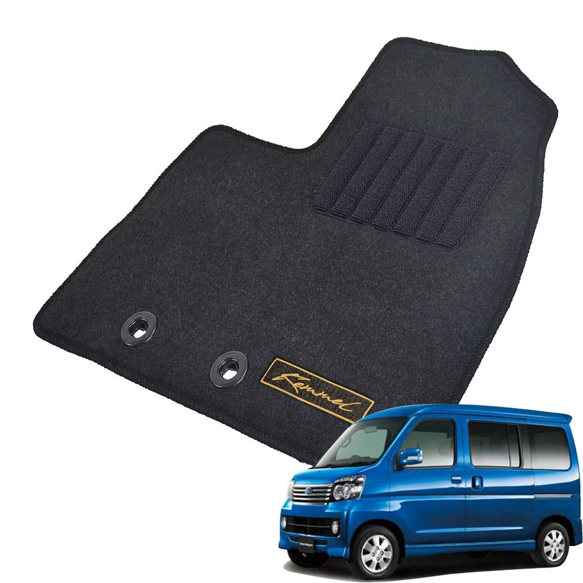 Kemmel スバル ディアスワゴン S321N S331N H23/12～H29/11 2WD/4WD共通 用フロアマット [全席セット/ロゴ付] [GX/ブラック]