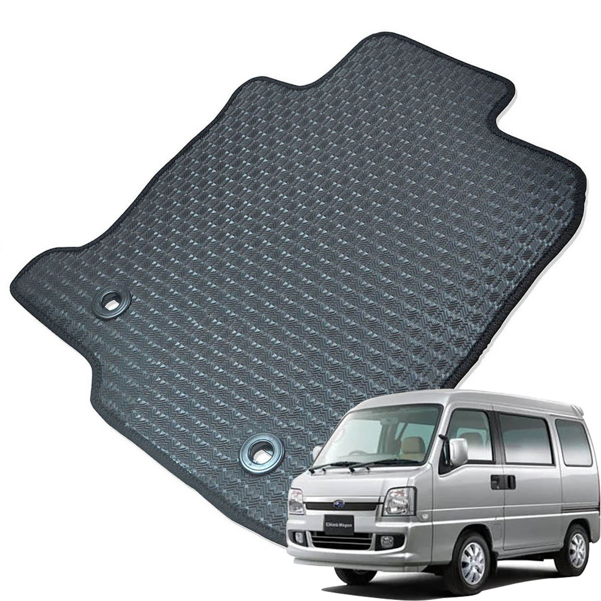 Kemmel スバル ディアスワゴン TW1 TW2 H11/10～H21/9 2WD/4WD共通 AT車(オートマ) 用ラバーマット [全席セット] [エッジカラー/ブラック] ゴムマット 防水タイプ 選べるエッジカラー14色 