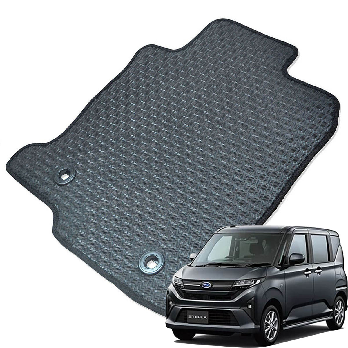 Kemmel スバル ステラ LA860F R7/6～ 4WD EPB(電動パーキングブレーキ)有車 用ラバーマット [全席セット] [エッジカラー/ブラック] ゴムマット 防水タイプ 選べるエッジカラー14色 