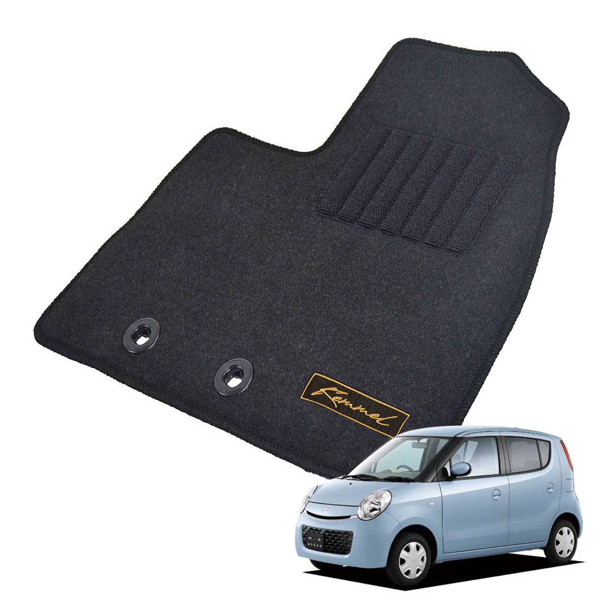 Kemmel スズキ MRワゴン MF22S H18/1～H21/6 用フロアマット [全席セット/ロゴ付] [GX/ブラック]
