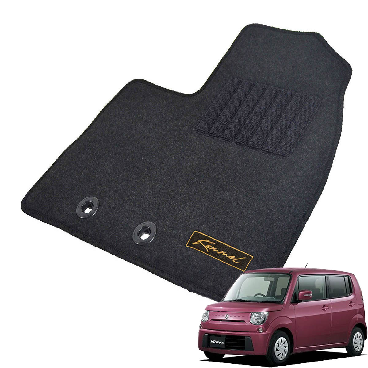 Kemmel スズキ MRワゴン H23/1～H28/3用 フロアマット [GX生地/ブラック] [全席セット] [刺繍ロゴ付] カーマット