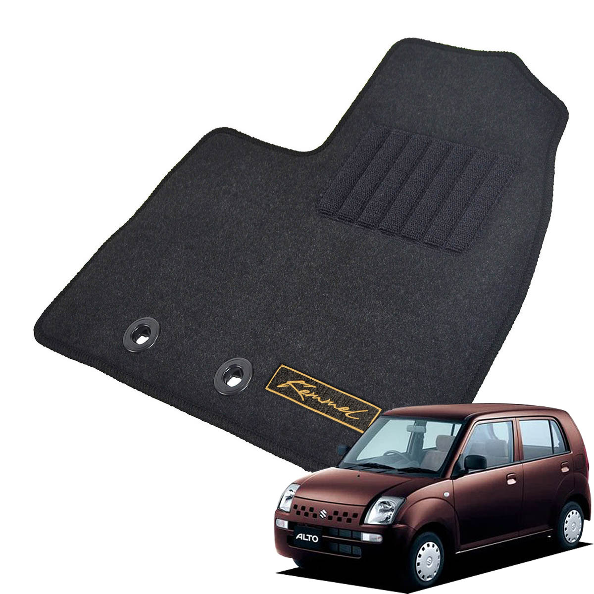 Kemmel スズキ アルト H16/9～H21/12用 フロアマット [GX生地/ブラック] [全席セット] [刺繍ロゴ付] カーマット
