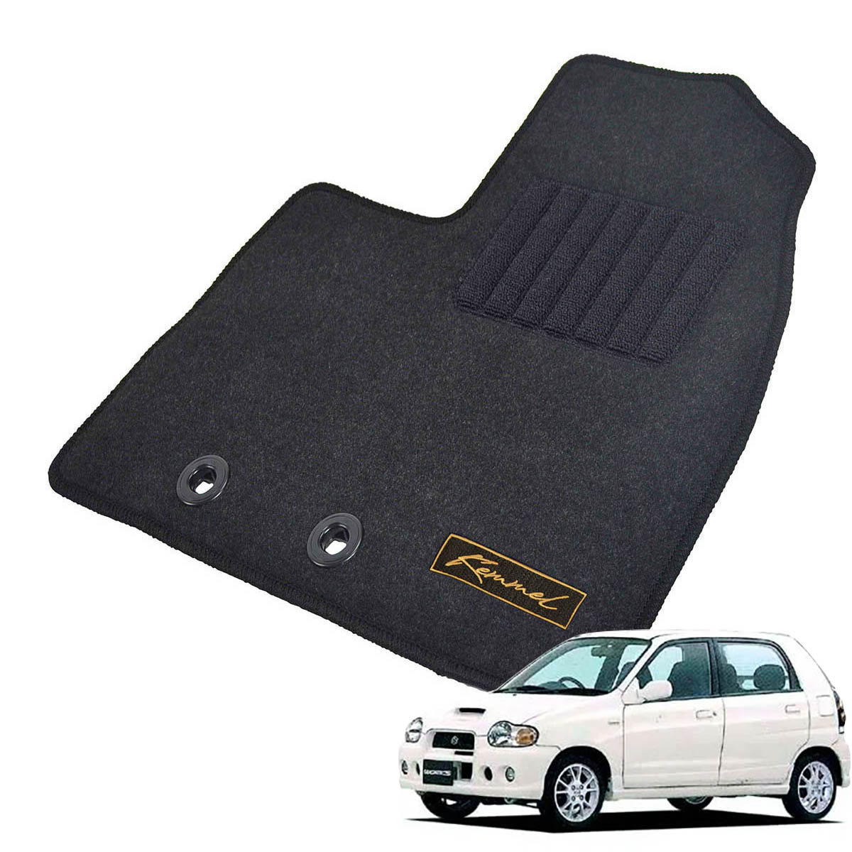 Kemmel スズキ アルトワークス HA12S HA22S H10/10～H12/12 用フロアマット [全席セット/ロゴ付] [GX/ブラック]