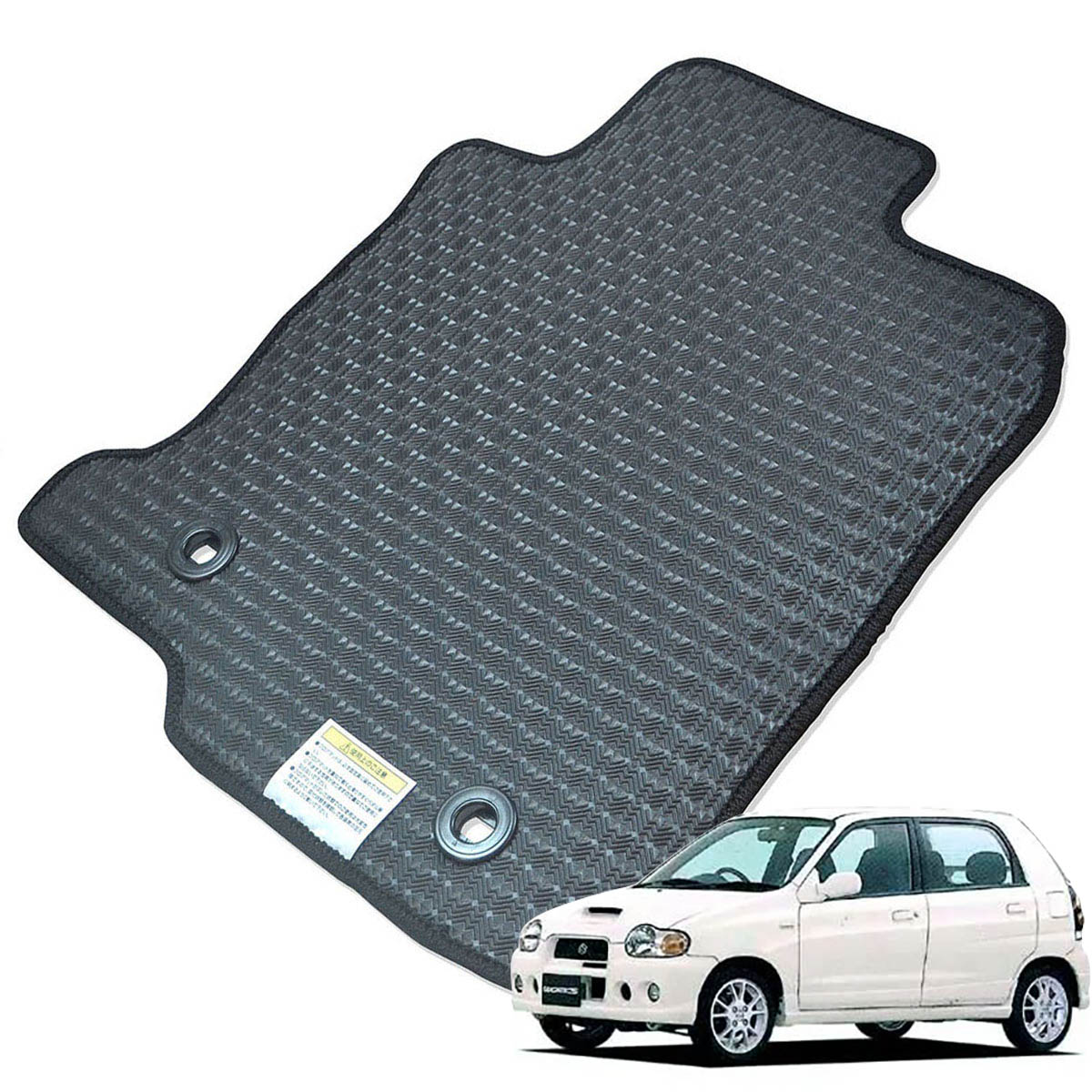 Kemmel スズキ アルトワークス H10/10～H12/12用 フロアマット [エッジカラー/ブラック] [全席セット] [刺繍ロゴ付] カーマット