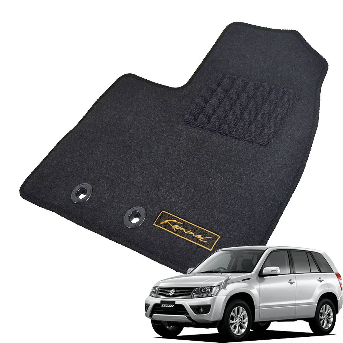 Kemmel スズキ エスクード TD54W H17/5～H27/10 4WD 用フロアマット [全席セット/ロゴ付] [GX/ブラック]