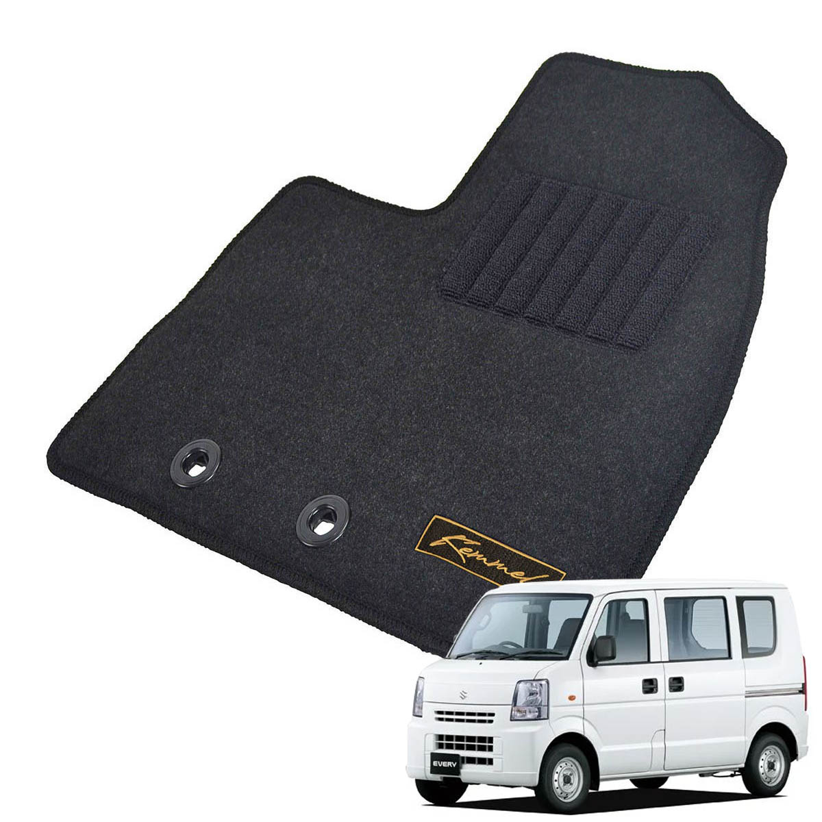 Kemmel スズキ エブリイ JOIN H17/8～H27/2用 フロアマット [GX生地/ブラック] [全席セット] [刺繍ロゴ付] カーマット