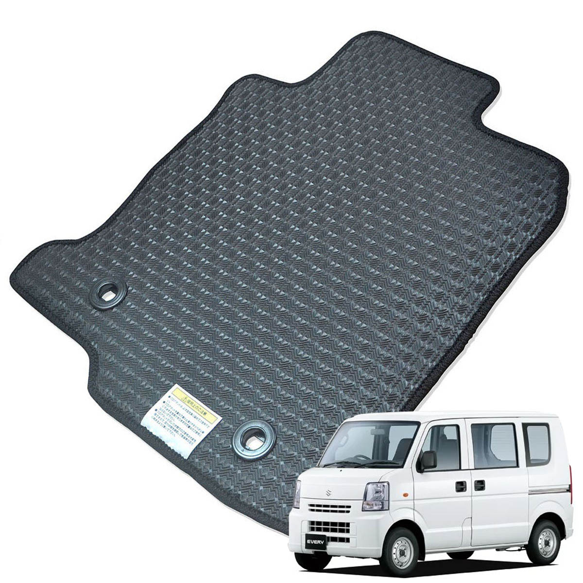 Kemmel スズキ エブリイ JOIN H17/8～H27/2用 フロアマット [エッジカラー/ブラック] [全席セット] [刺繍ロゴ付] カーマット