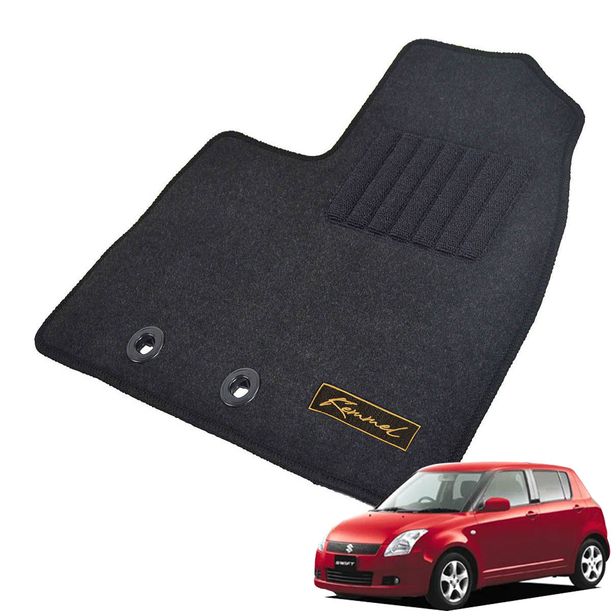 Kemmel スズキ スイフト ZC系 /ZD系 H16/11～H18/10 フットレスト有車 用フロアマット [全席セット/ロゴ付] [GX/ブラック]