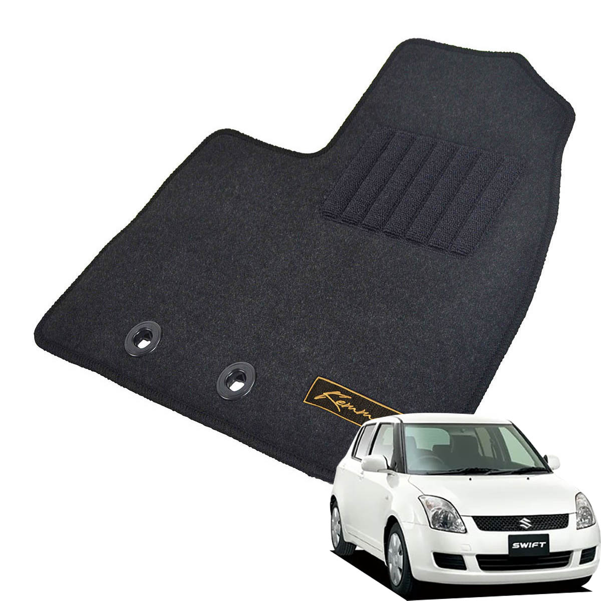 Kemmel スズキ スイフト ZC系 ZD系 H18/11～H22/9 フットレスト無車 用フロアマット [全席セット/ロゴ付] [GX/ブラック]