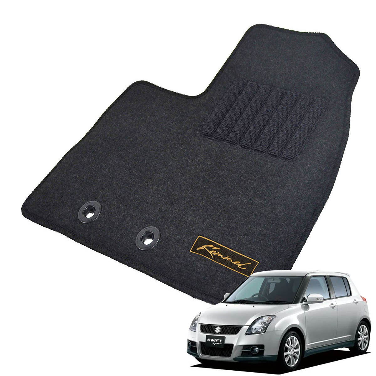 Kemmel スズキ スイフトスポーツ ZC31S H17/9～H22/9 AT車 用フロアマット [全席セット/ロゴ付] [GX/ブラック]
