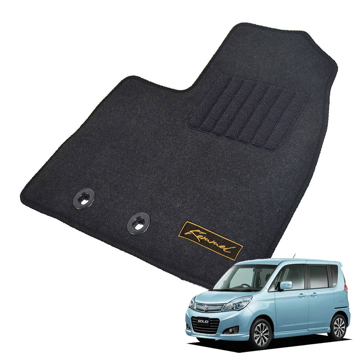 Kemmel スズキ ソリオ MA15S H23/1～H27/8 用フロアマット [全席セット/ロゴ付] [GX/ブラック]