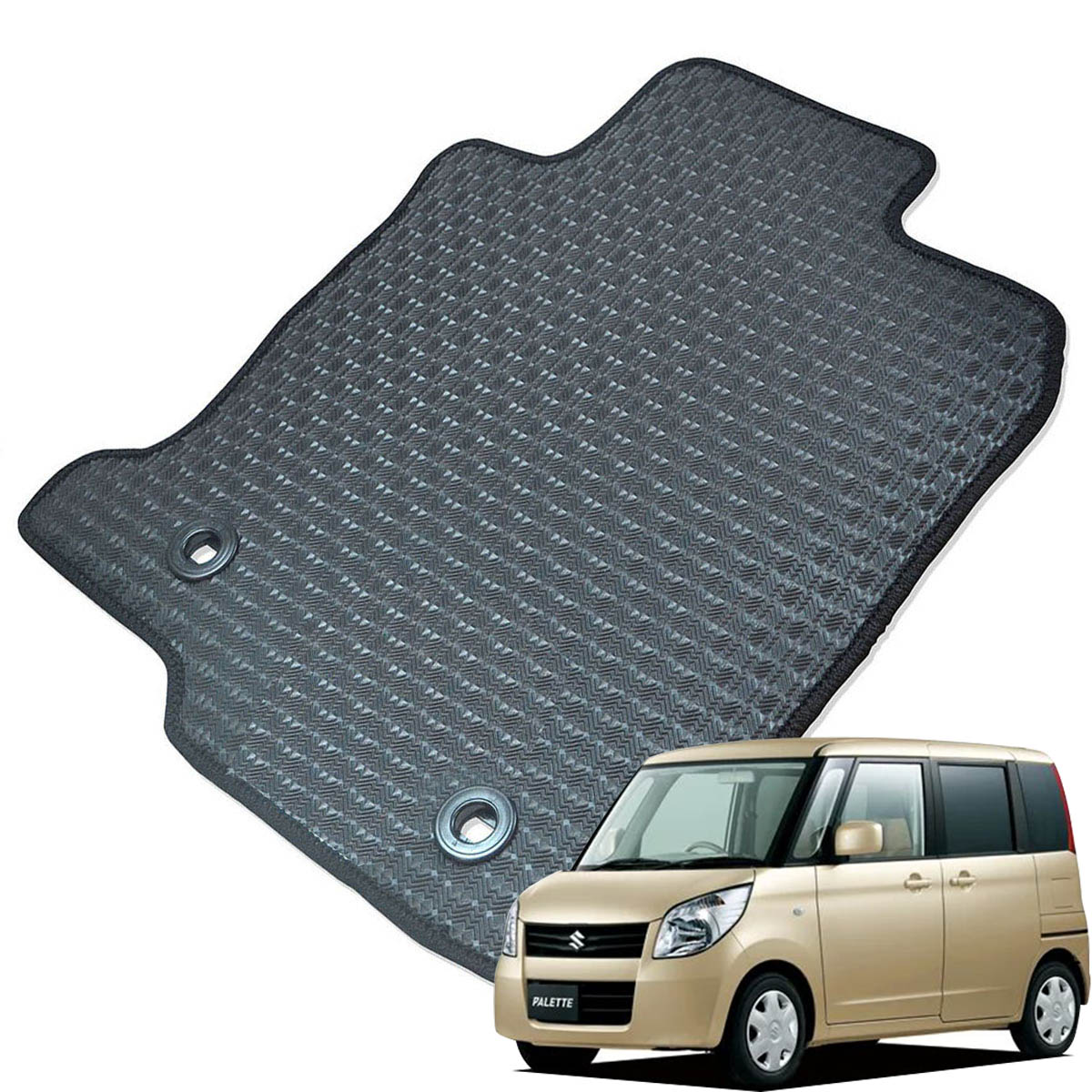 Kemmel スズキ パレット H20/1～H25/2用 フロアマット [エッジカラー/ブラック] [全席セット] [刺繍ロゴ付] カーマット