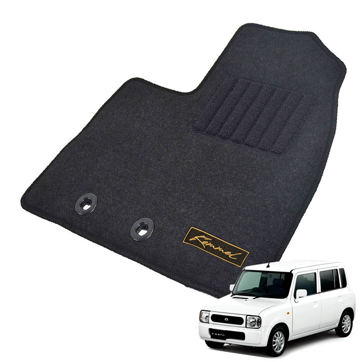 Kemmel スズキ アルトラパン H14/1～H20/11用 フロアマット [GX生地/ブラック] [全席セット] [刺繍ロゴ付] カーマット