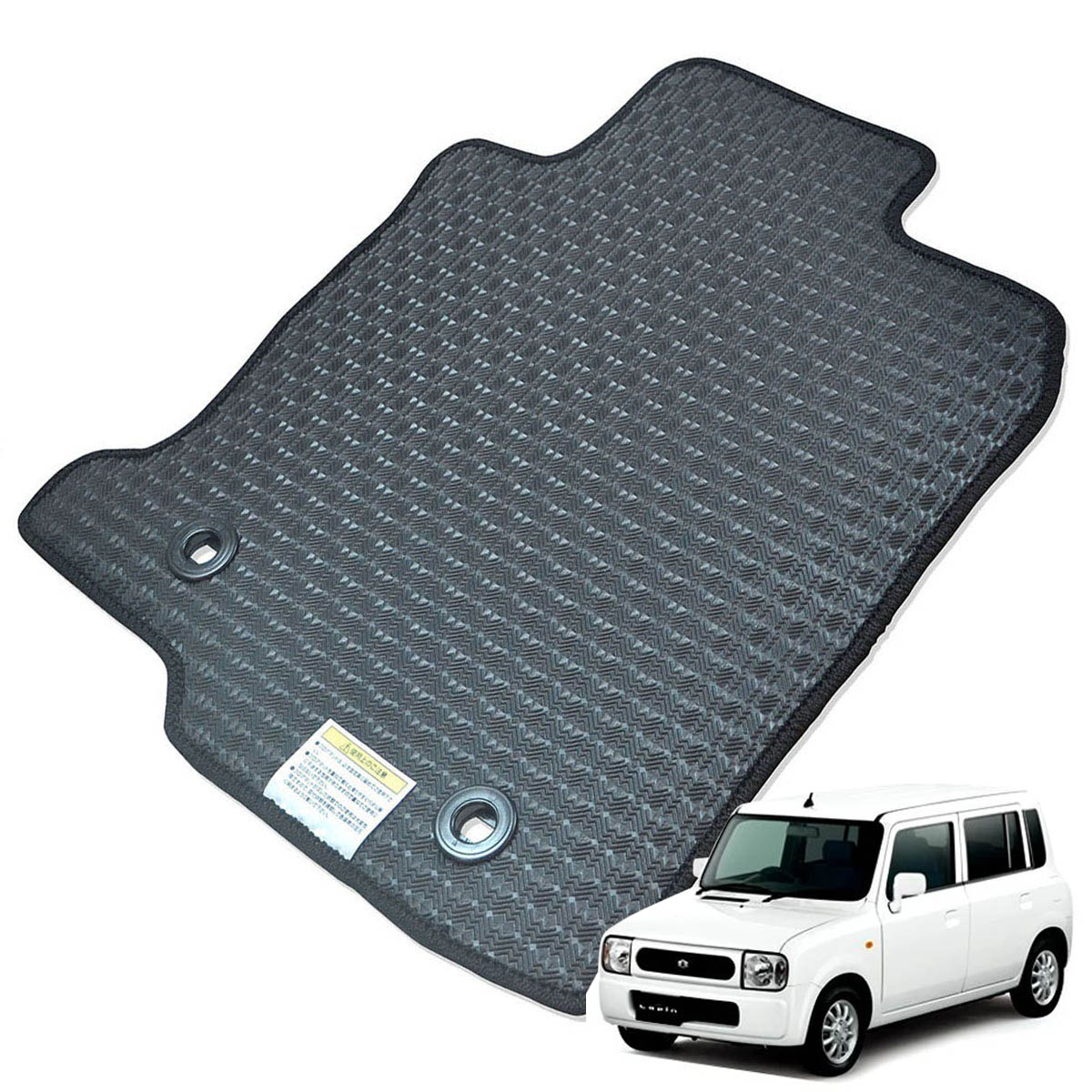 Kemmel スズキ アルトラパン H14/1～H20/11用 フロアマット [エッジカラー/ブラック] [全席セット] [刺繍ロゴ付] カーマット