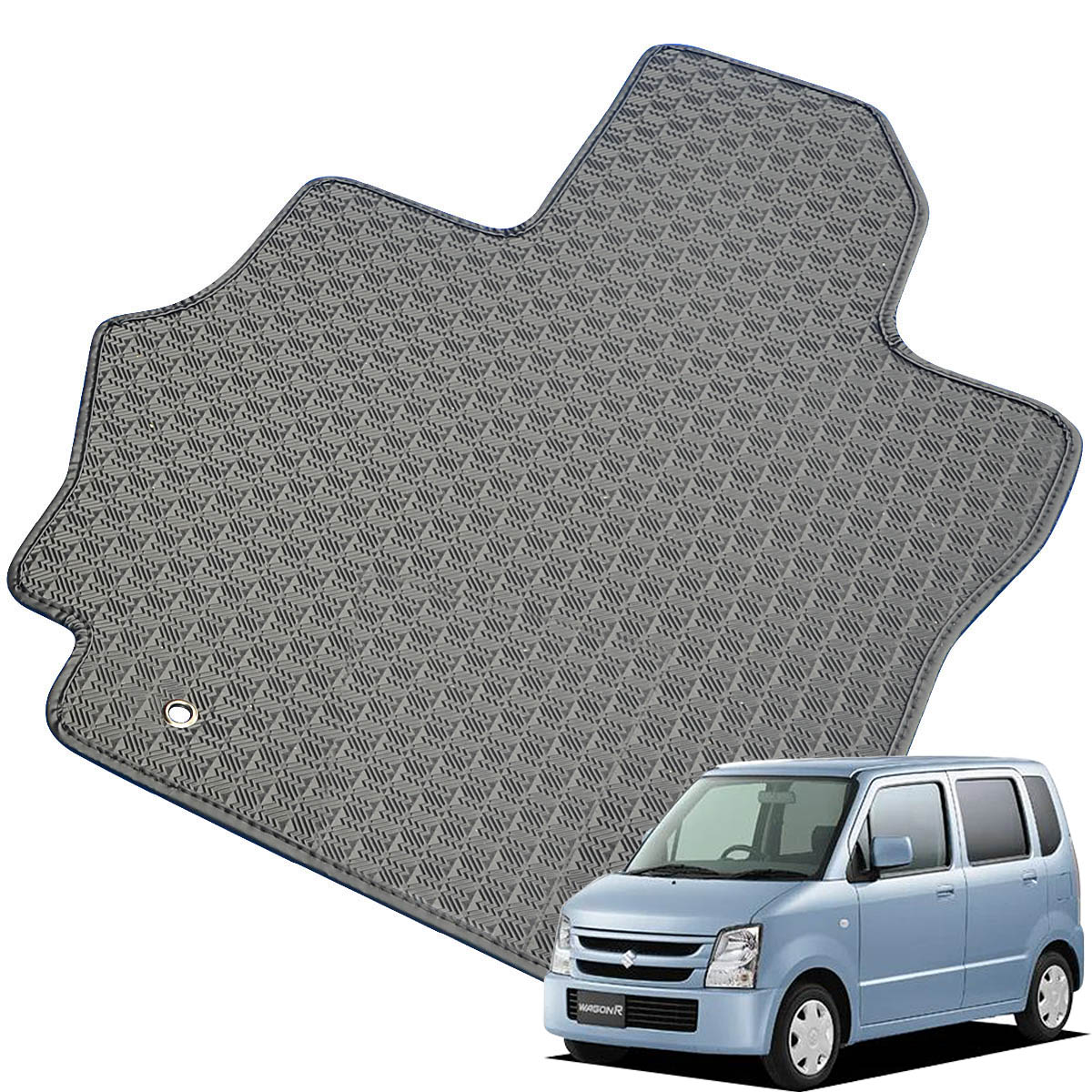 Kemmel スズキ ワゴンR H15/10～H20/8用 フロアマット [縁の加工/テープ仕様] [全席セット] [刺繍ロゴ付] カーマット