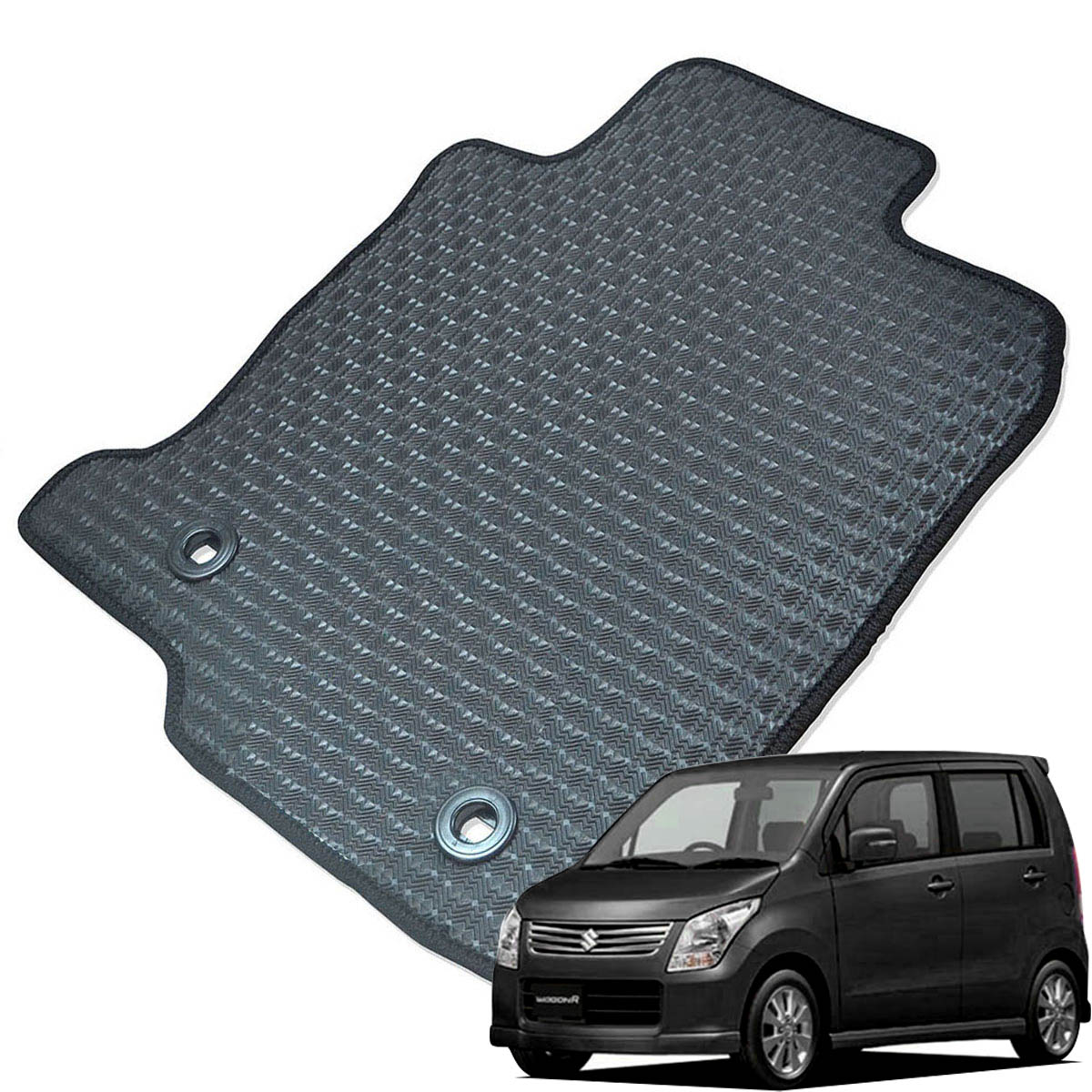 Kemmel スズキ ワゴンR H20/9～H24/9用 フロアマット [エッジカラー/ブラック] [全席セット] [刺繍ロゴ付] カーマット