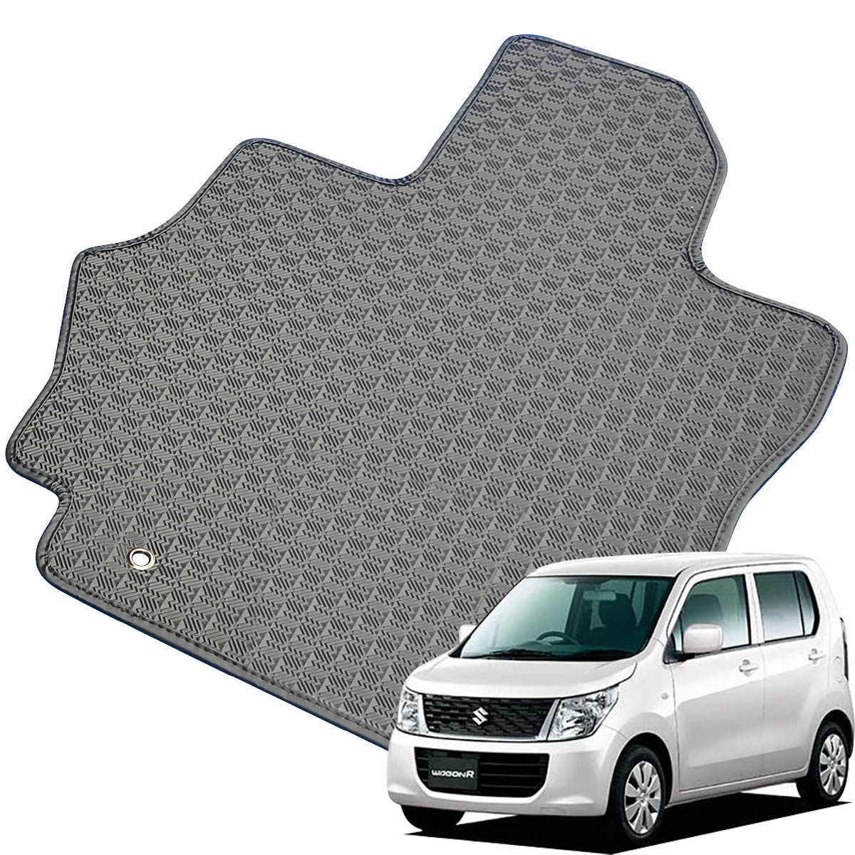 Kemmel スズキ ワゴンR H24/9～H29/2用 フロアマット [縁の加工/テープ仕様] [全席セット] [刺繍ロゴ付] カーマット
