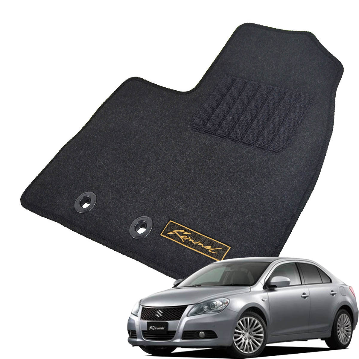Kemmel スズキ キザシ RE91S RF91S H21/10～H27/11 用フロアマット [全席セット/ロゴ付] [GX/ブラック]