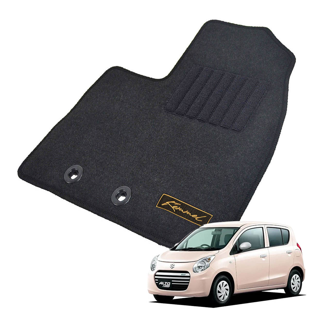 Kemmel スズキ アルトエコ HA35S H23/12～H26/12 用フロアマット [全席セット/ロゴ付] [GX/ブラック]