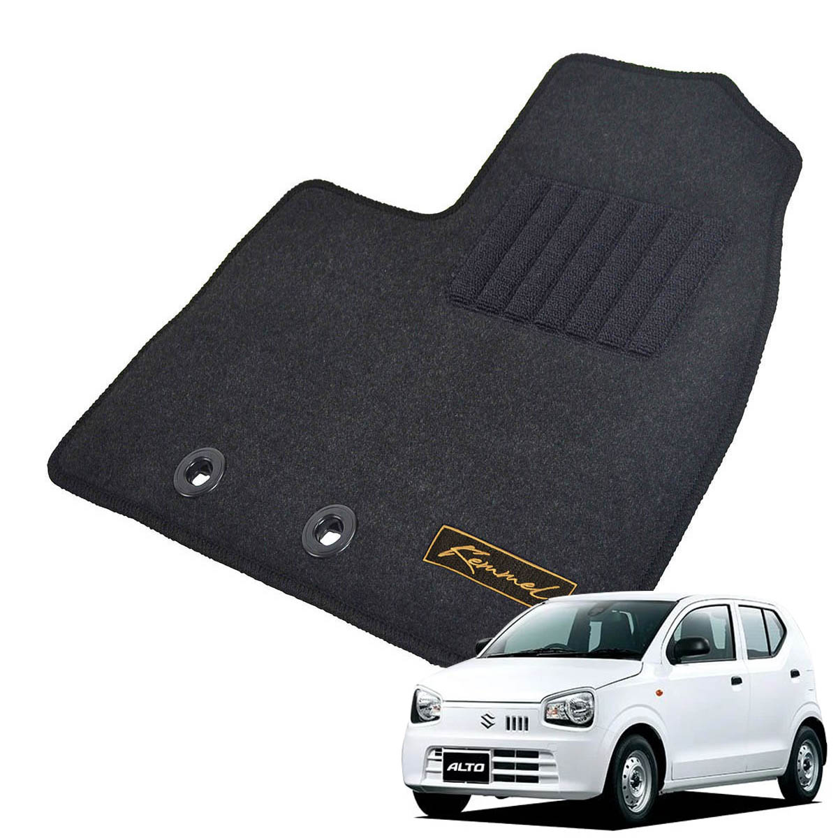 Kemmel スズキ アルト 商 H26/12～R3/12用 フロアマット [GX生地/ブラック] [全席セット] [刺繍ロゴ付] カーマット