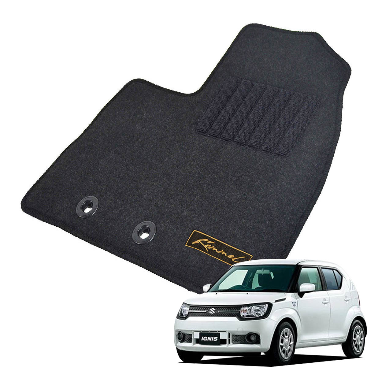 Kemmel スズキ イグニス FF21S H28/2～R6/4 2WD/4WD共通 用フロアマット [全席セット/ロゴ付] [GX/ブラック]