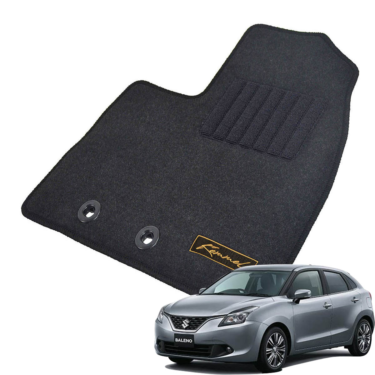 Kemmel スズキ バレーノ WB32S WB42S H28/3～R2/7 用フロアマット [全席セット/ロゴ付] [GX/ブラック]