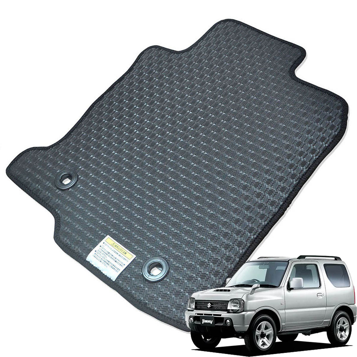 Kemmel スズキ ジムニー JB23W H10/10～H30/7 4WD MT車(マニュアル) 運転席床部に固定式オスボタン有 用ラバーマット [全席セット] [エッジカラー/ブラック] ゴムマット 防水タイプ 選べるエッジカラー14色 
