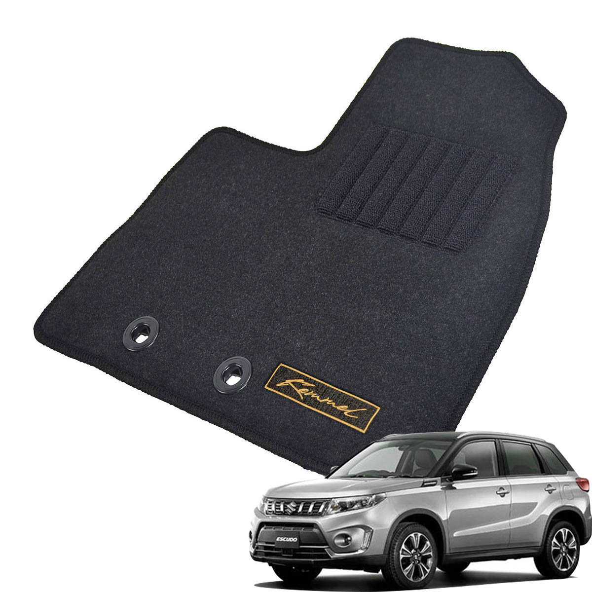 Kemmel スズキ エスクード YD系/YE系 H27/10～R3/9 2WD/4WD共通 用フロアマット [全席セット/ロゴ付] [GX/ブラック]