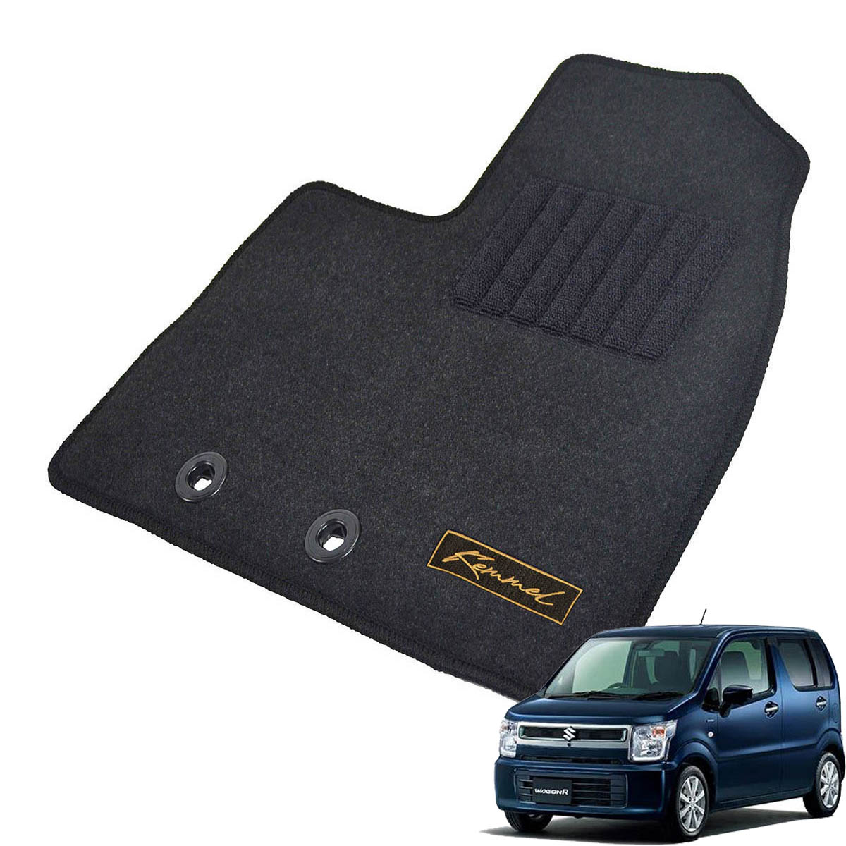 Kemmel スズキ ワゴンR MH35S H29/2～R2/1 AT車 グレードFAのみ 用フロアマット [全席セット/ロゴ付] [GX/ブラック]