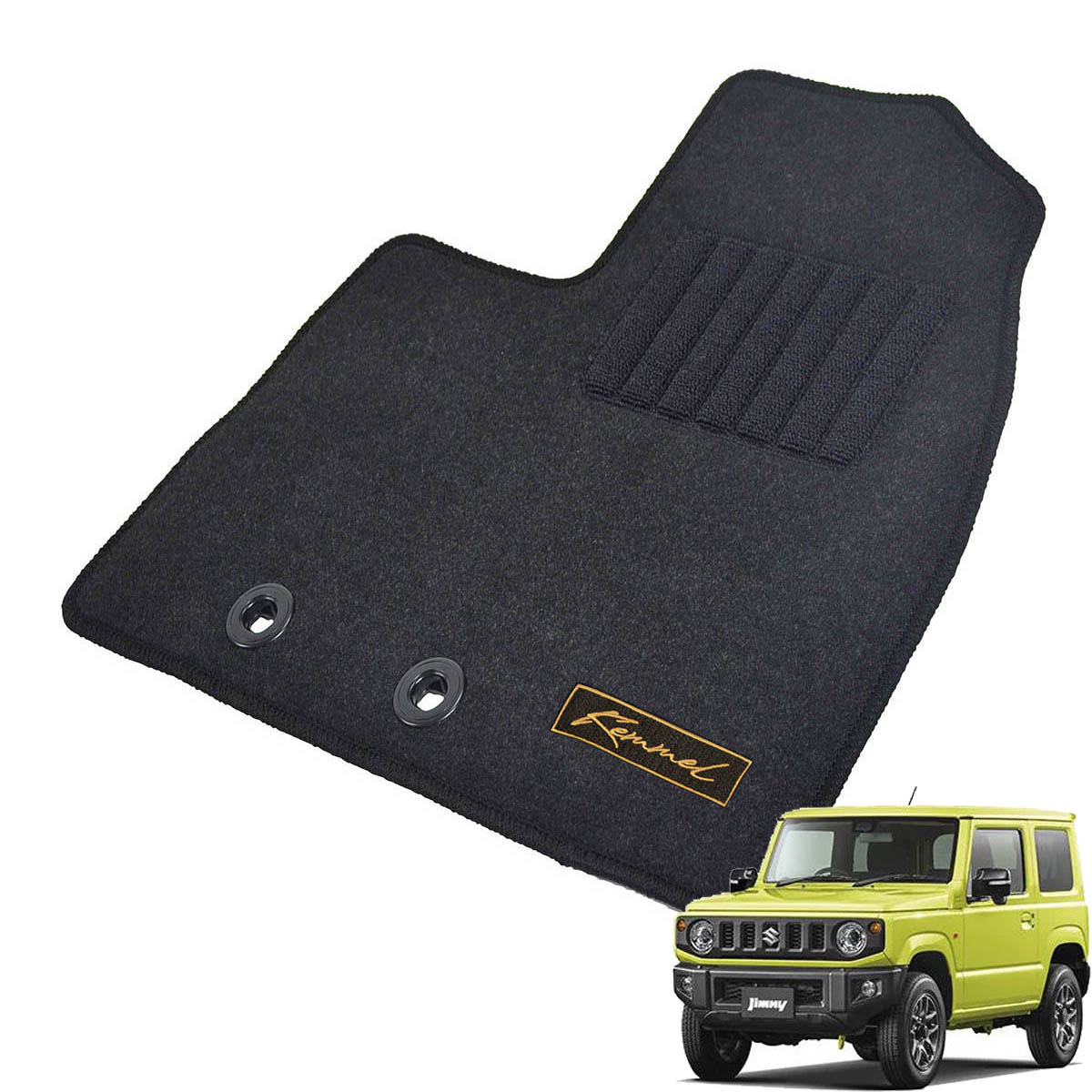 Kemmel スズキ ジムニー JB64W H30/7～ 4WD AT車 用フロアマット [全席セット/ロゴ付] [GX/ブラック]