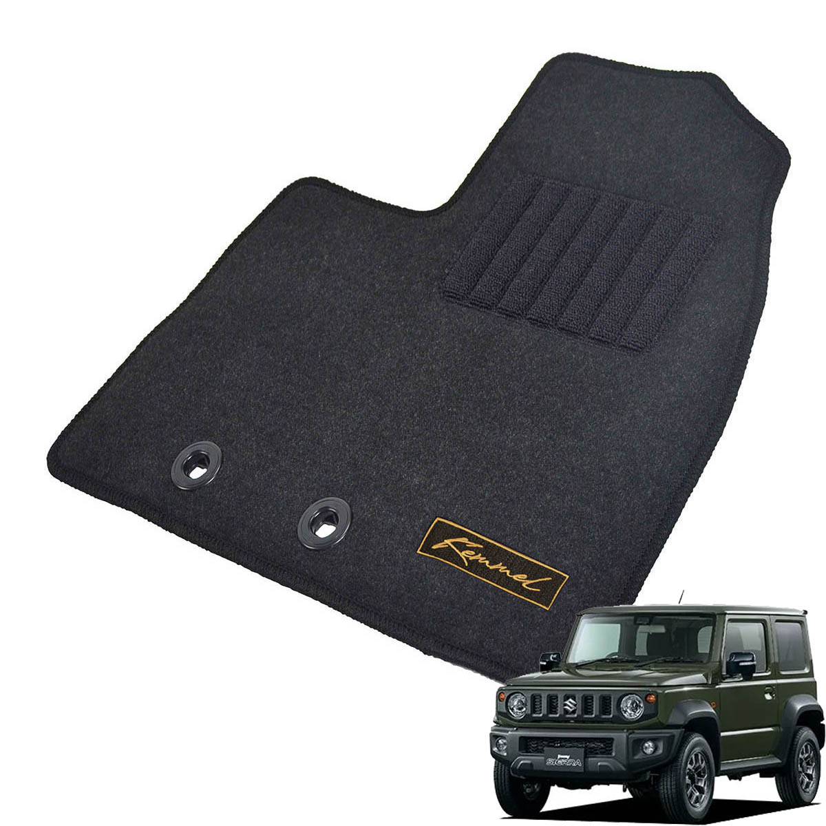 Kemmel スズキ ジムニーシエラ H30/7～用 フロアマット [GX生地/ブラック] [全席セット] [刺繍ロゴ付] カーマット