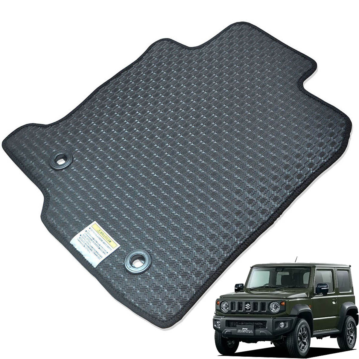 Kemmel スズキ ジムニーシエラ JB74W H30/7～ 4WD MT車(マニュアル) 用ラバーマット [全席セット] [エッジカラー/ブラック] ゴムマット 防水タイプ 選べるエッジカラー14色 