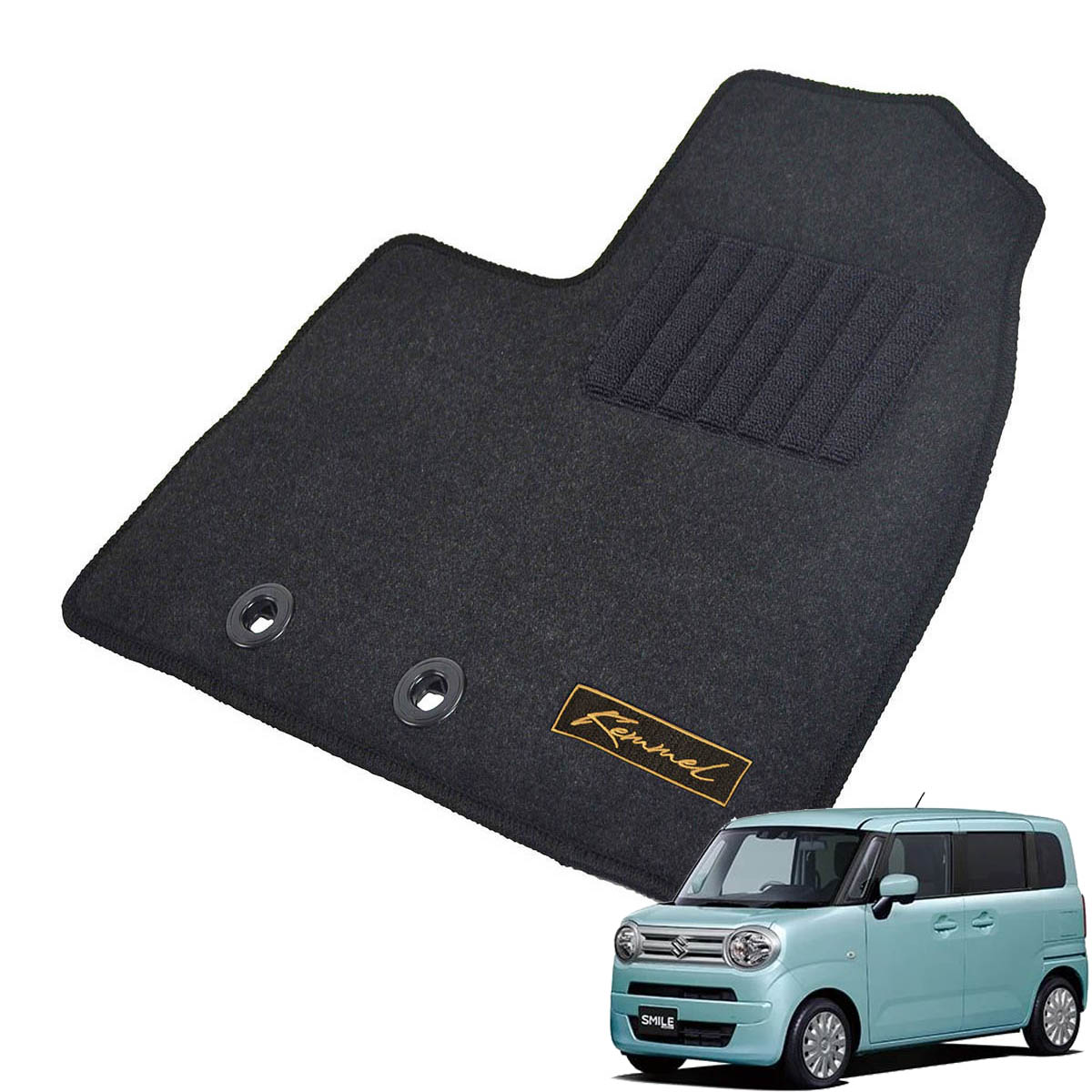 Kemmel スズキ ワゴンRスマイル R3/9～用 フロアマット [GX生地/ブラック] [全席セット] [刺繍ロゴ付] カーマット