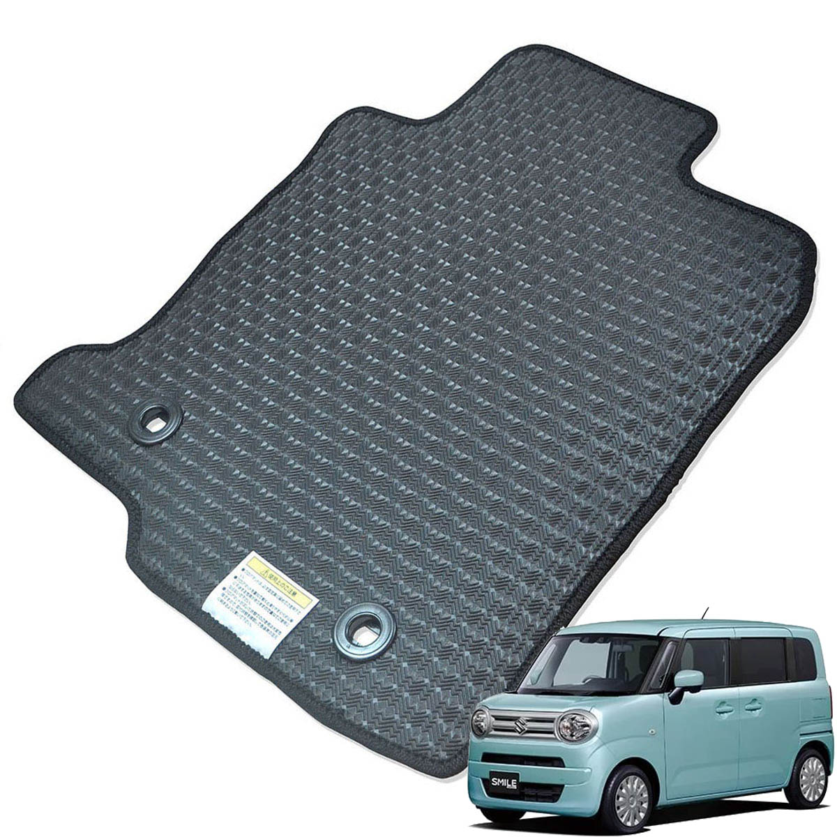 Kemmel スズキ ワゴンRスマイル MX81S MX91S R3/9～ 2WD/4WD共通 用ラバーマット [全席セット] [エッジカラー/ブラック] ゴムマット 防水タイプ 選べるエッジカラー14色 