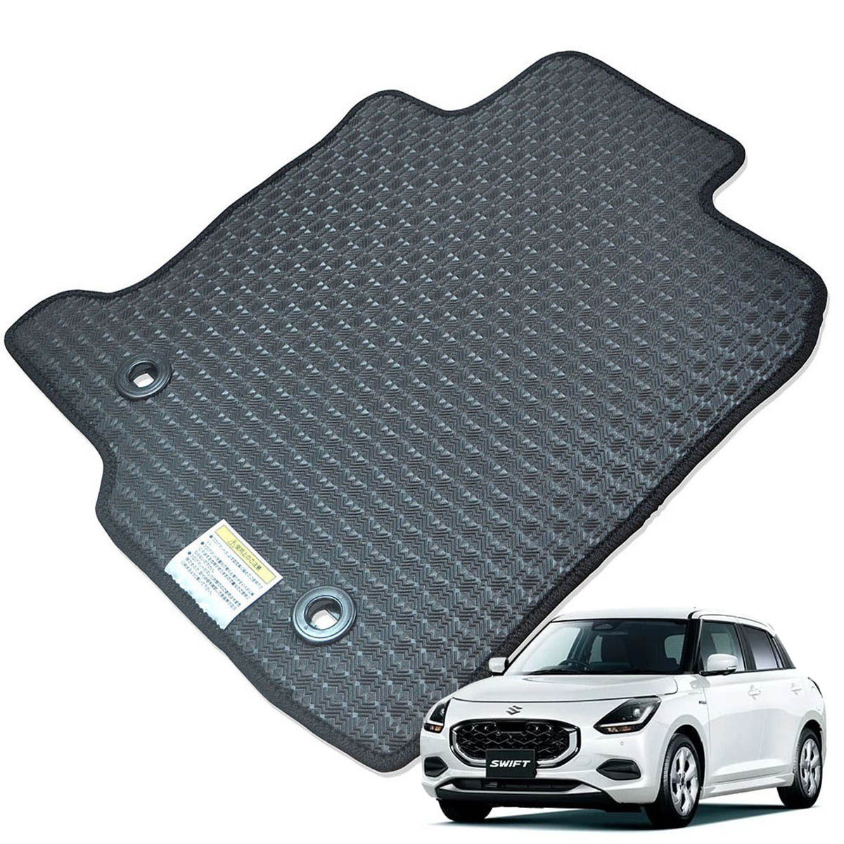Kemmel スズキ スイフト ZC系 ZD系 R5/12～ 2WD/4WD共通 用ラバーマット [全席セット] [エッジカラー/ブラック] ゴムマット 防水タイプ 選べるエッジカラー14色 