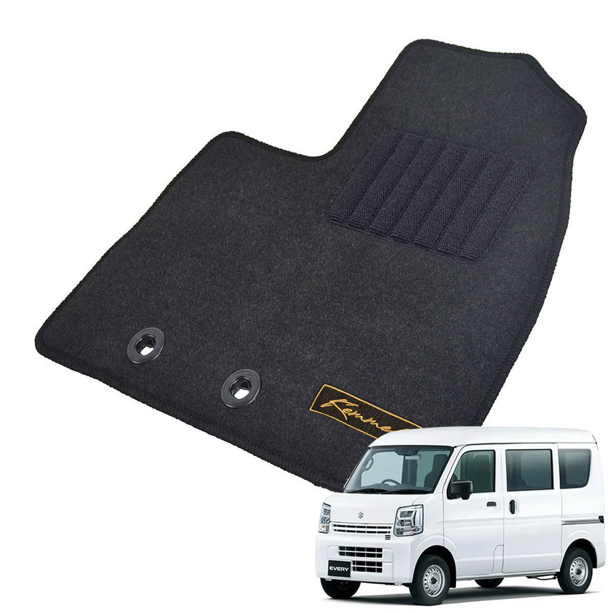 Kemmel スズキ エブリイ JOIN R6/2～R8/4用 フロアマット [GX生地/ブラック] [全席セット] [刺繍ロゴ付] カーマット