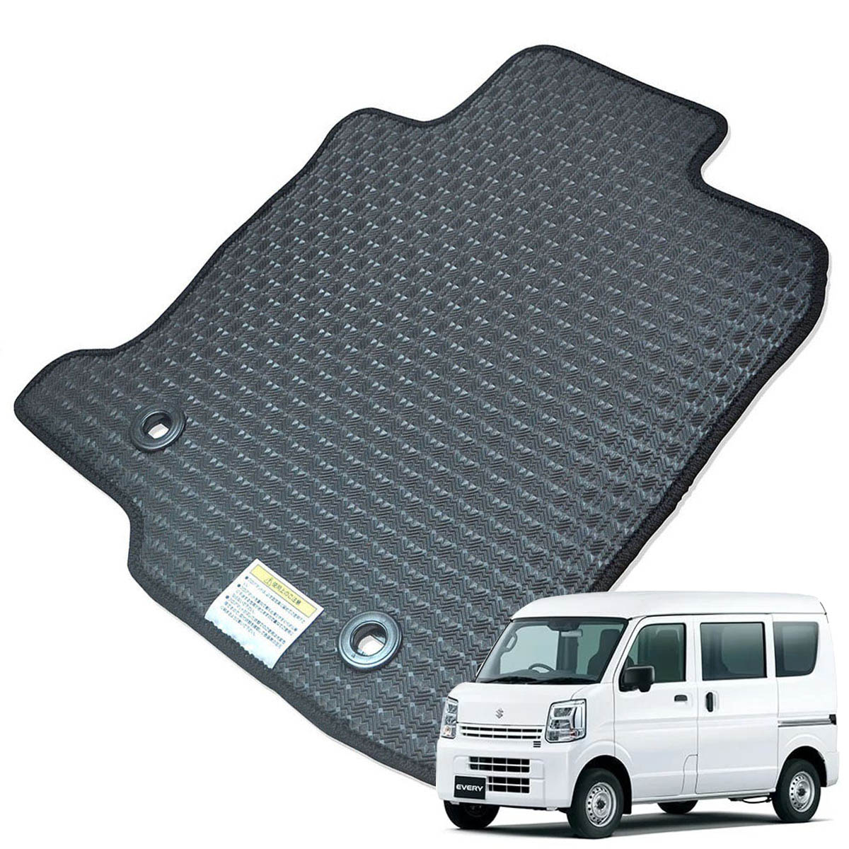 Kemmel スズキ エブリイ DA17V R6/2～R8/4 AT車(オートマ) JOIN用不可 一体式リヤシート 用ラバーマット [全席セット] [エッジカラー/ブラック] ゴムマット 防水タイプ 選べるエッジカラー14色 