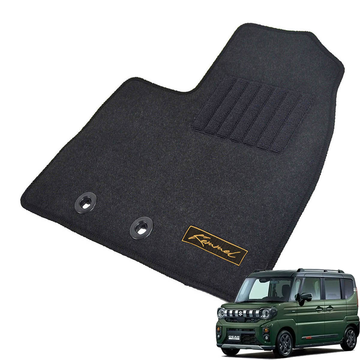 Kemmel スズキ スペーシアギア MK54S MK94S R6/9～ 2WD/4WD共通 用フロアマット [全席セット/ロゴ付] [GX/ブラック]