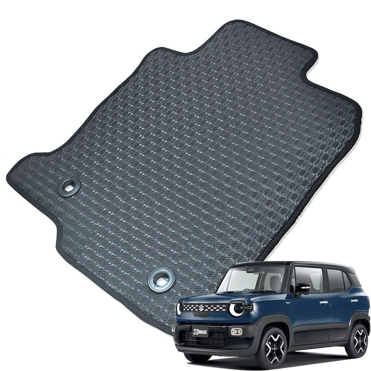 Kemmel スズキ クロスビー MND1S R7/10～ 2WD/4WD共通 センターコンソールなし車 用ラバーマット [全席セット] [エッジカラー/ブラック] ゴムマット 防水タイプ 選べるエッジカラー14色 
