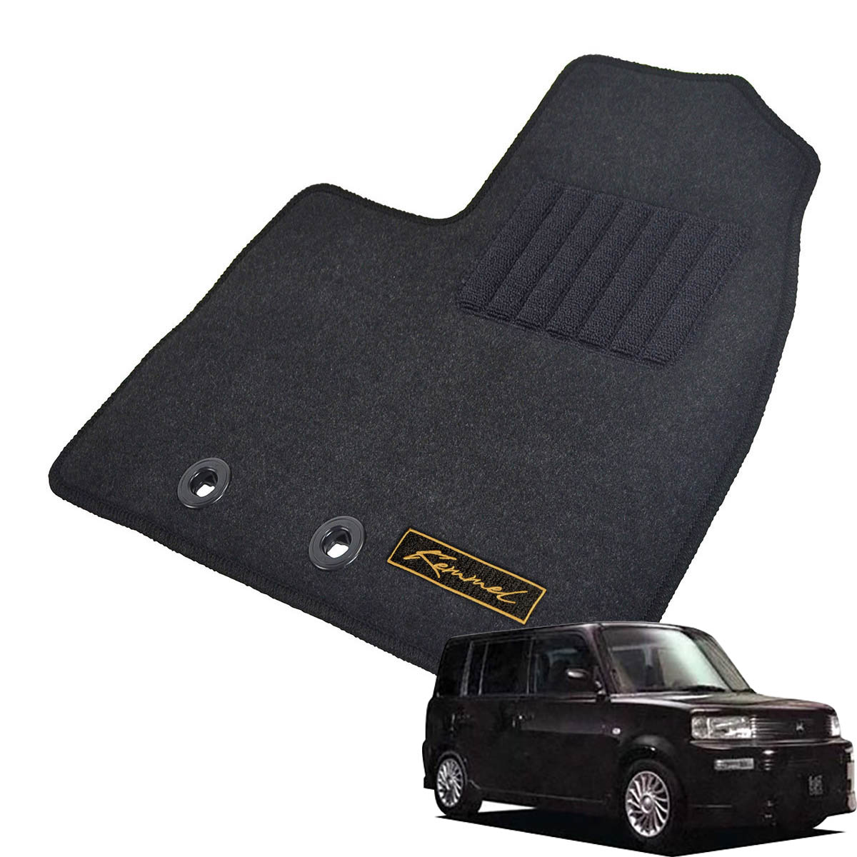 Kemmel トヨタ bB H12/2～H15/4用 フロアマット [GX生地/ブラック] [全席セット] [刺繍ロゴ付] カーマット