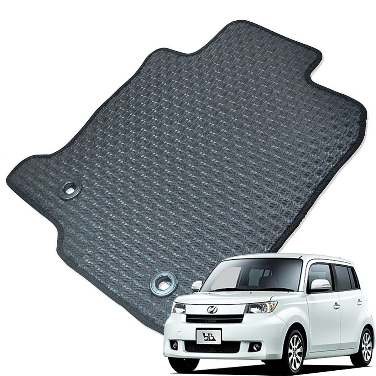 Kemmel トヨタ bB 20系 後期 H25/2～H28/8 寒冷地仕様 用ラバーマット [全席セット] [エッジカラー/ブラック] ゴムマット 防水タイプ 選べるエッジカラー14色 