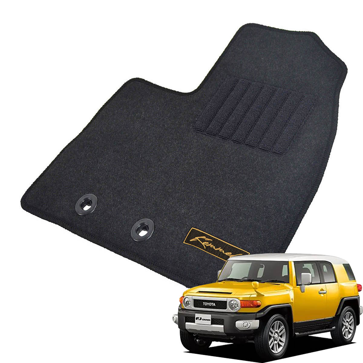Kemmel トヨタ FJクルーザー GSJ15W H22/12～H30/1 4WD 右ハンドル 用フロアマット [全席セット/ロゴ付] [GX/ブラック]