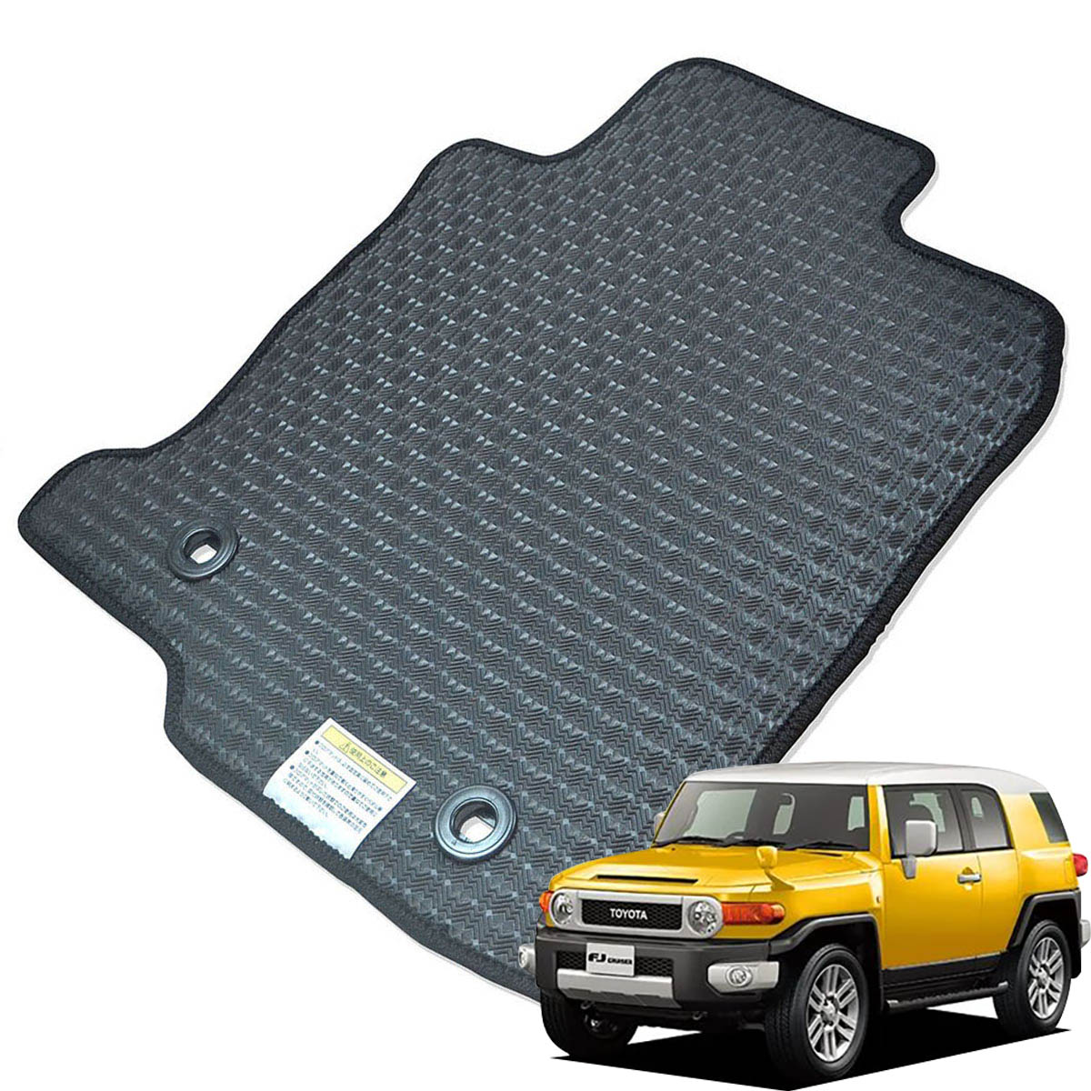 Kemmel トヨタ FJクルーザー H22/12～H30/1用 フロアマット [エッジカラー/ブラック] [全席セット] [刺繍ロゴ付] カーマット