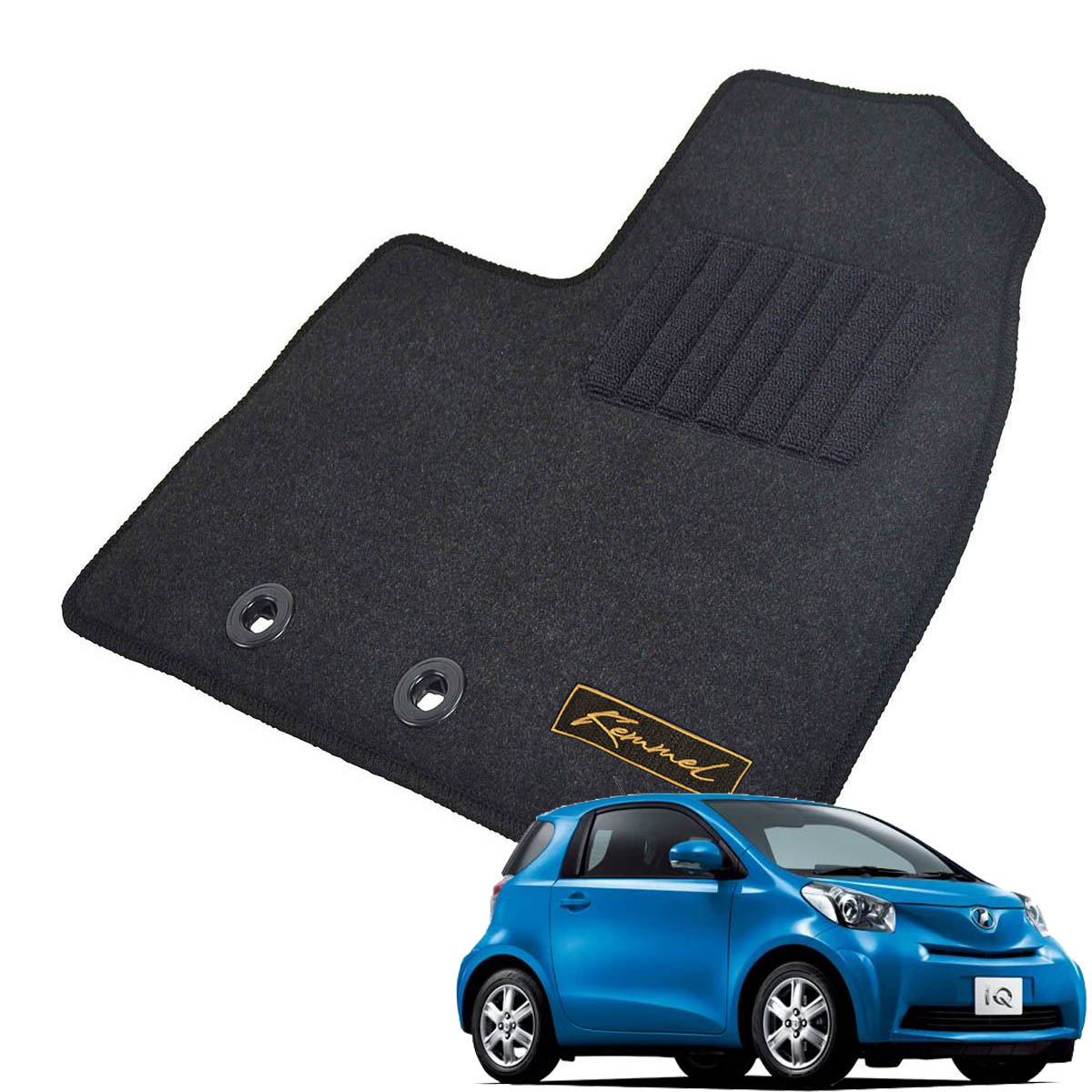 Kemmel トヨタ IQ H20/11～H25/5用 フロアマット [GX生地/ブラック] [全席セット] [刺繍ロゴ付] カーマット