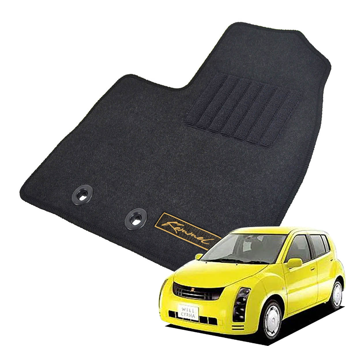 Kemmel トヨタ WiLLサイファ H14/10～H17/7用 フロアマット [GX生地/ブラック] [全席セット] [刺繍ロゴ付] カーマット