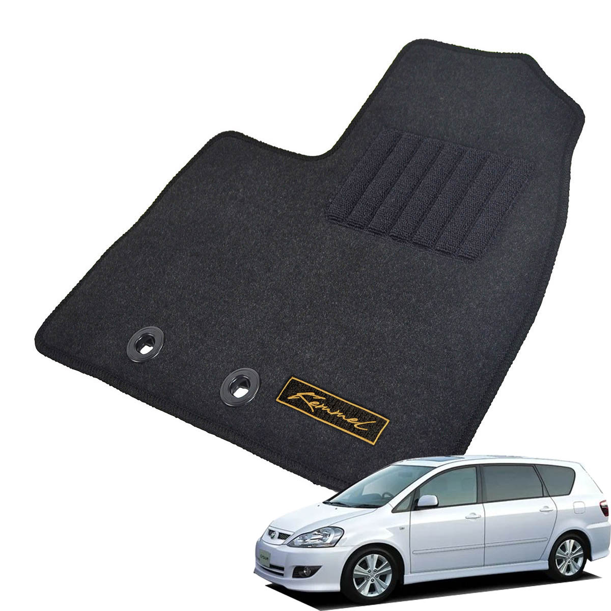 Kemmel トヨタ イプサム H13/5～H21/12用 フロアマット [GX生地/ブラック] [全席セット] [刺繍ロゴ付] カーマット