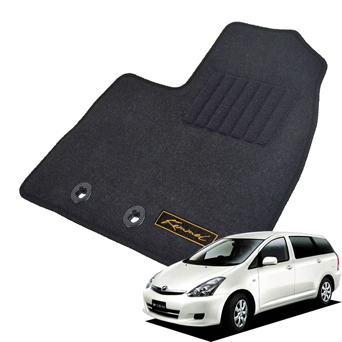 Kemmel トヨタ ウィッシュ H15/1～H21/4用 フロアマット [GX生地/ブラック] [全席セット] [刺繍ロゴ付] カーマット